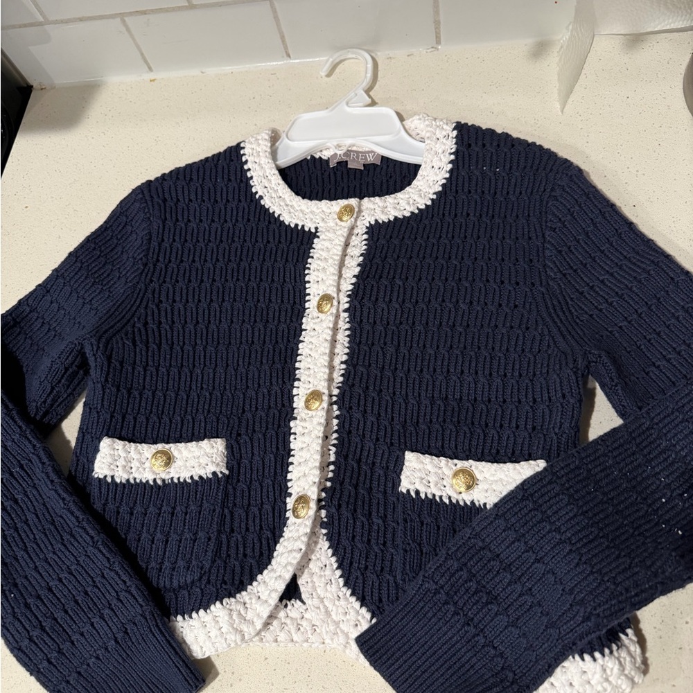 J.Crew Cropped sweater lady jacket with contrast trim Size S - Picture 6 of 16